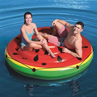 bestway43140双人充气西瓜漂流情侣水上浮岛水果浮排漂流床