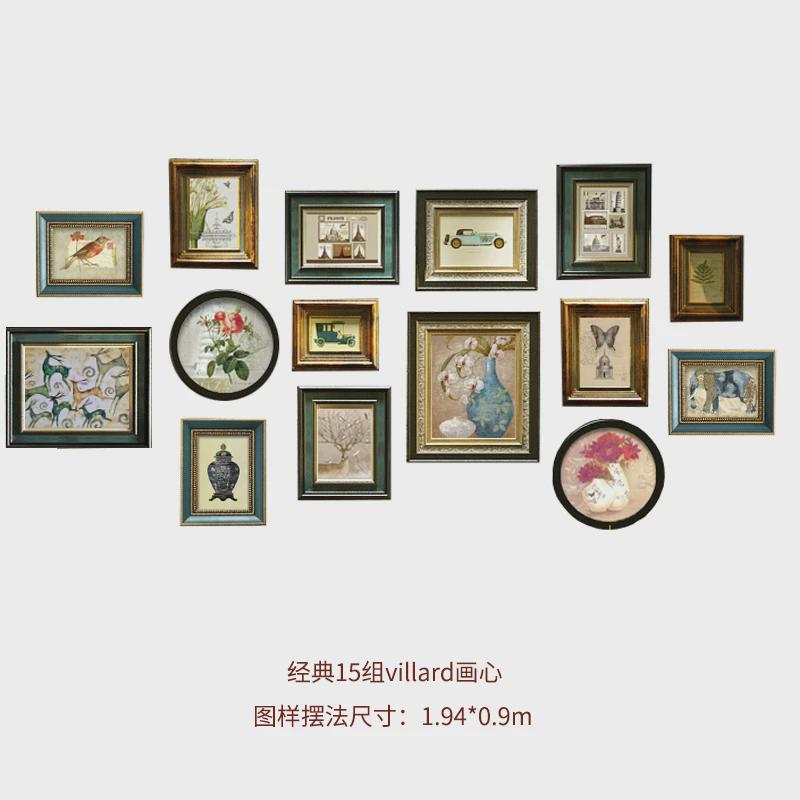 轻奢美式实木照片墙装饰客厅相框免打孔竖欧式楼梯挂墙组合画定图片