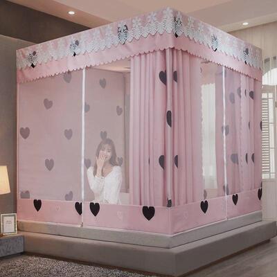 蚊帐家用新款纹账2023防摔儿童宝宝遮光布全包底帘一体式床幔卧室