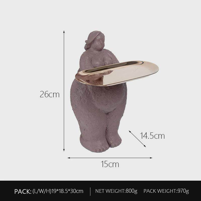 瑜伽胖女人雕塑梳妆台时尚首饰收纳家居玄关客厅房间桌面托盘摆件