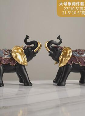 招财福象酒柜创意入户玄关电视柜大象摆件客厅软装饰品树脂工艺品