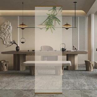 新中式 水墨竹隔断帘双面透景屏风纱卷帘画挂帘窗帘玄关透光纱帘