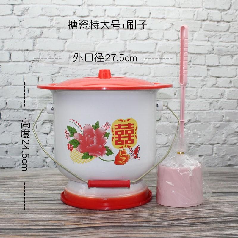 带盖痰盂家用卧室高脚卧床老年人坐便器尿桶新式尿盆搪瓷特大新款