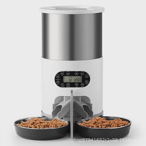 宠物自动喂食器定时定量4.5l喂食器智能可app单双不锈钢碗喂食器