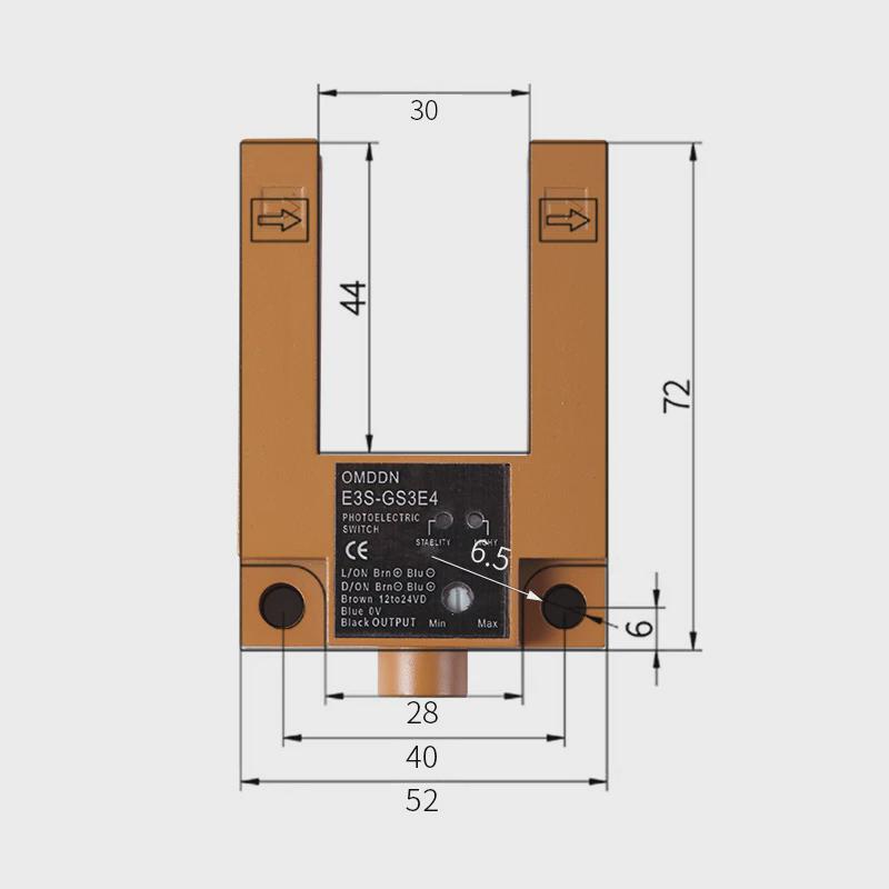 索正槽型光电开关E3S-GS3E430E4GS30B4红外线对射电梯感应开关
