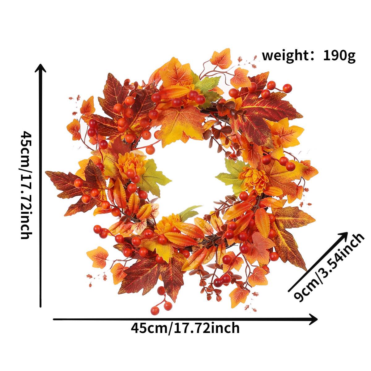 纵鸿万圣节装饰花环浆果枫叶花环门挂酒吧橱窗装饰丰收节秋色花环
