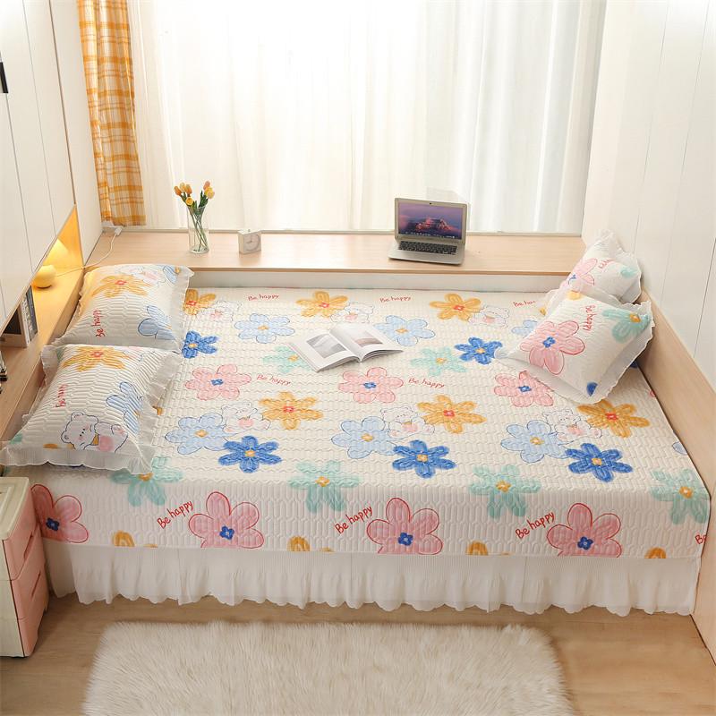 全棉夹棉榻榻米床盖三件套四季通用加厚防滑床单炕盖大炕垫子批发