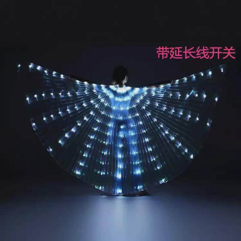 儿童彩虹翅膀led发光五彩舞翅荧光蝴蝶肚皮舞发光翅膀披风