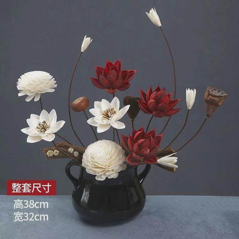 莲蓬干花真花摆件轻奢餐桌花束家居清新禅意装饰花