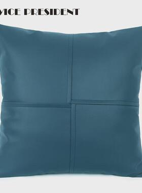 gz6mpu仿皮灰色橙免洗纯色设计感抱枕套午睡沙发靠垫包定制