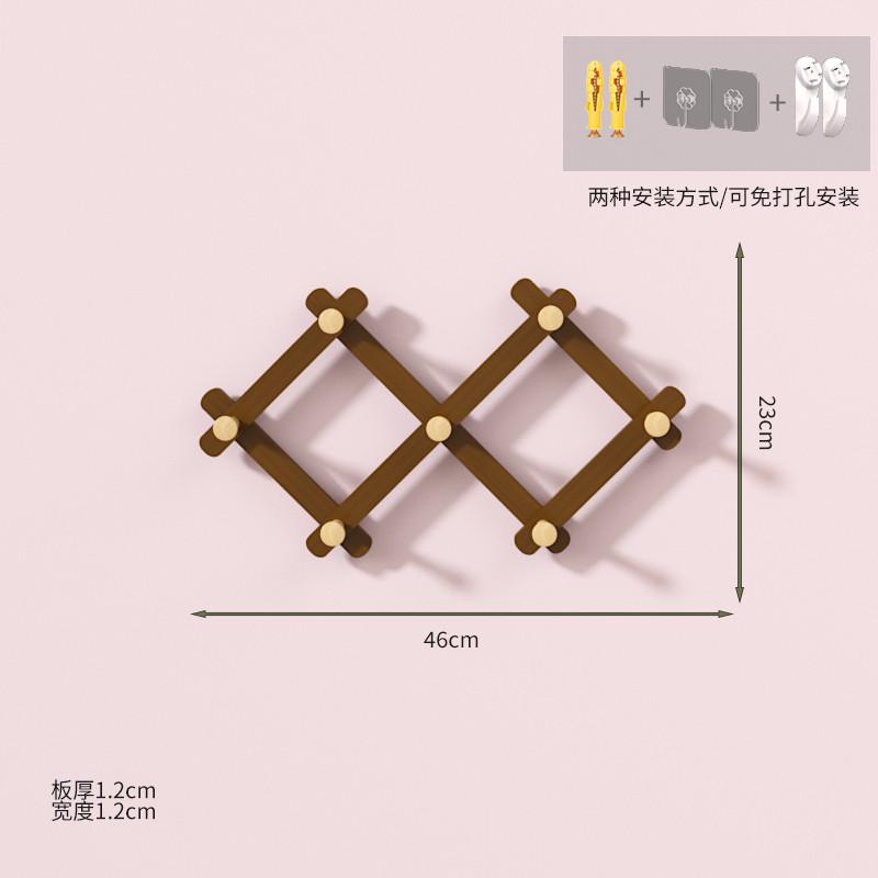 22n伸缩可衣架原木衣架伸缩衣帽架进门挂衣钩免打孔挂钩实木排钩