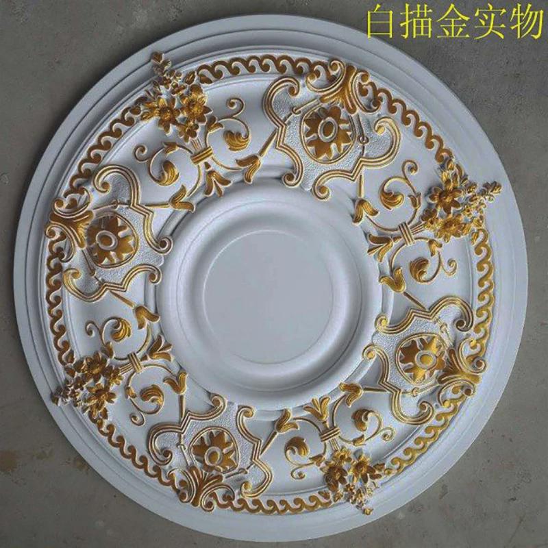 欧式pu吊顶灯池客餐厅天花板造型装饰石膏雕花盘圆形灯pu装修材料