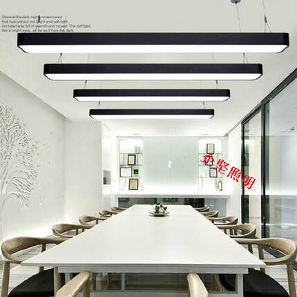 办公室吊灯led长条灯现代简约长方形吊线灯圆角办公灯具吸顶灯