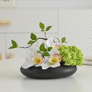 大圆桌中间转盘摆花酒店餐桌摆件中式圆形桌芯装饰品摆设桌花