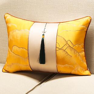 4y新中式沙发轻奢腰枕靠垫套长方形抱枕靠枕护靠背垫腰靠背含芯定