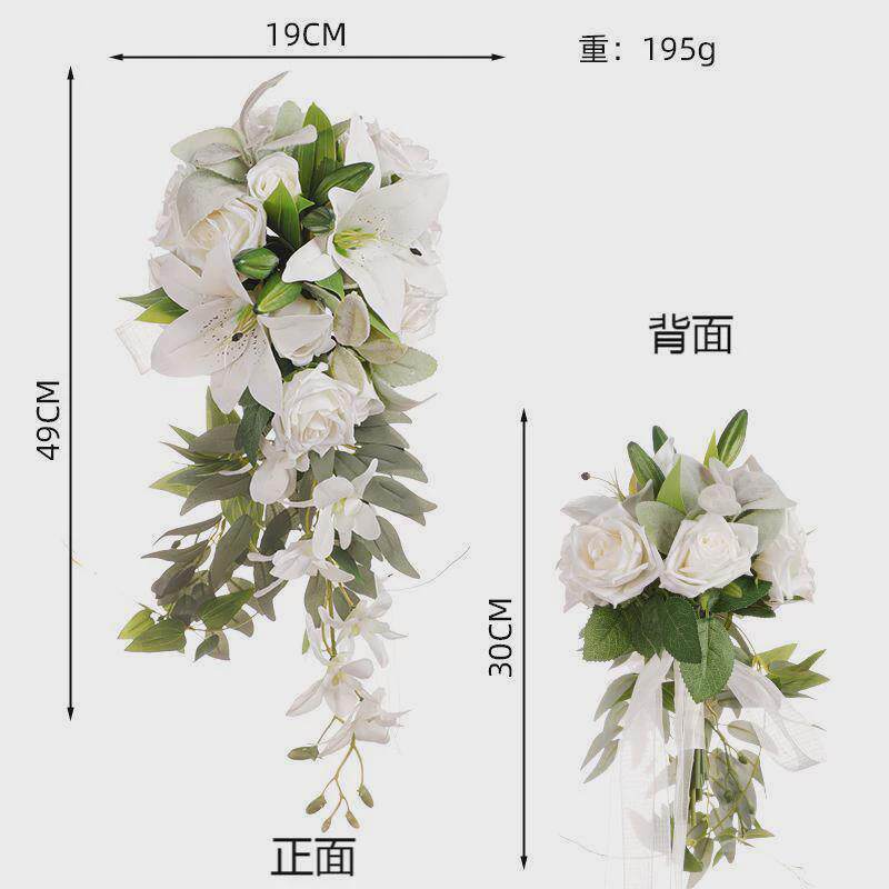 宝欣婚品森系水滴手捧花高级感婚礼瀑布田园手捧花风格大号花束