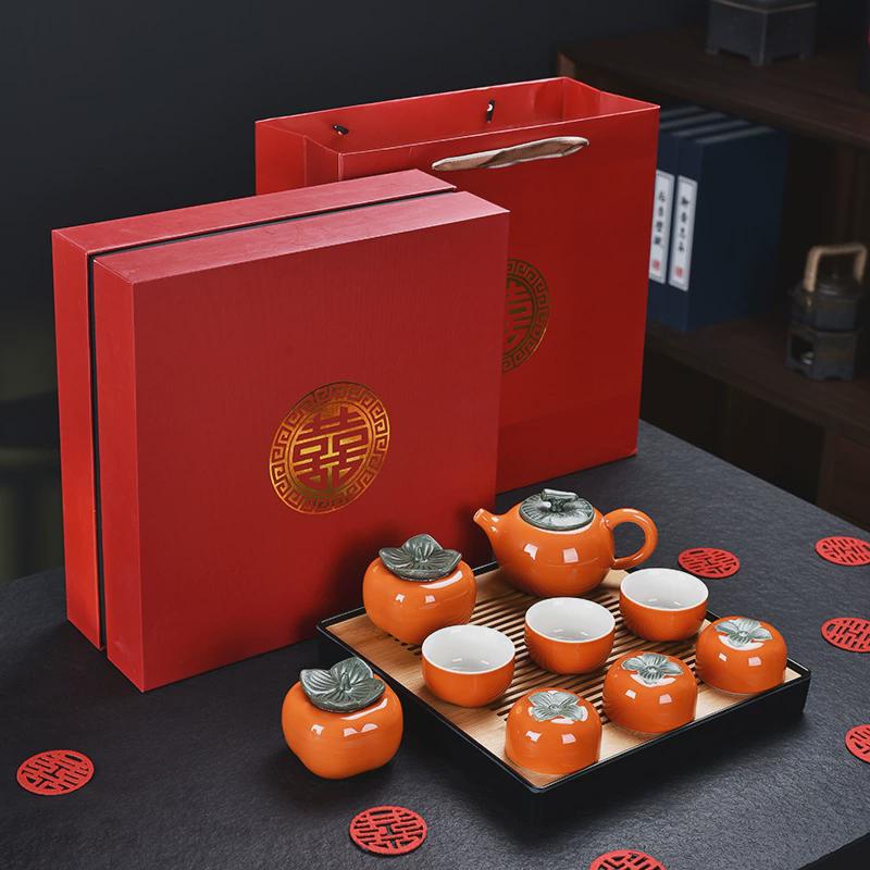 商务礼品创意婚庆用品新人伴手礼事事如意茶具套装陶瓷茶叶罐