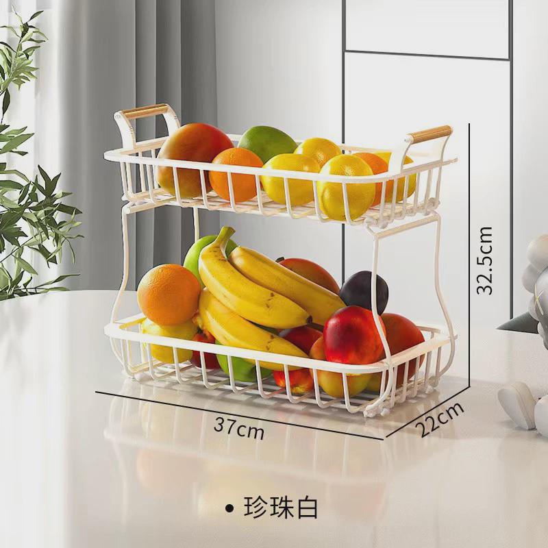 多功能储物篮厨房水果置物架客厅双层可拆卸收纳架家用桌面
