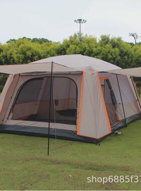 防暴两室一厅雨野营帐篷3-6-12人露营野餐遮阳大帐篷096全包