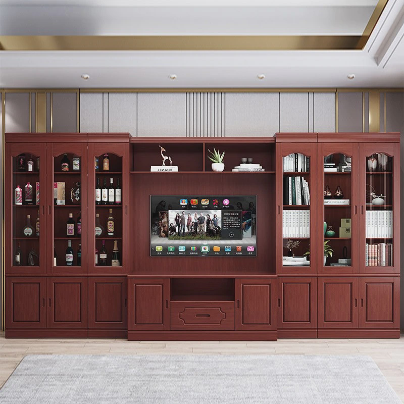 实木电视柜组墙柜客厅家用多功能整体中式大户型背景墙柜地柜