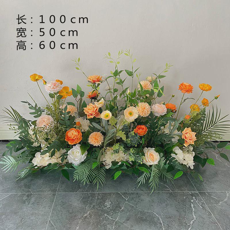 婚庆绿色森系地排花仿真花结婚场景布置路引花艺婚礼背景装饰假花