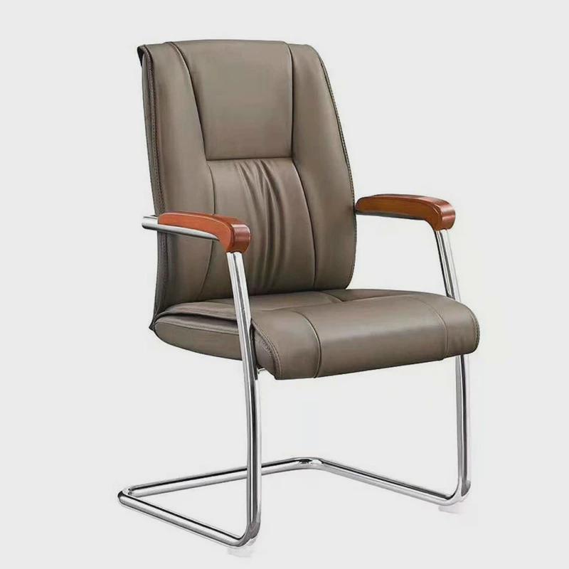 pu皮质红色培训会议弓形椅脚架人体工学高弹力海绵弓形办公椅家用