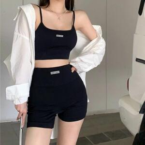 夏季热销新品女士背心带胸垫吊带套装运动夏日百搭少女背心