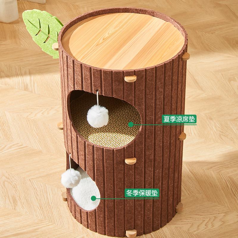 热销猫爬架猫窝一体双层猫咪抓多猫家庭耐树洞猫抓板躲避屋四季通
