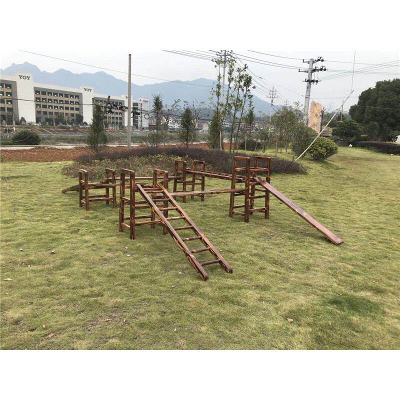 户外碳化木攀爬架幼儿园感统训练安吉16件套木制体能游戏攀爬架