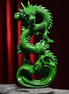 木雕摆件盘龙年实木头雕刻家居装饰生肖客厅桌面办公开业工艺礼品