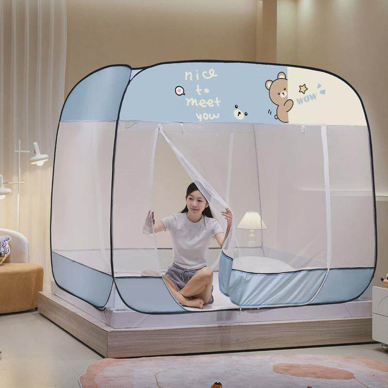 免安装蒙古包蚊帐三开门加密加高厚可折叠顶便携式方防摔帐篷批发