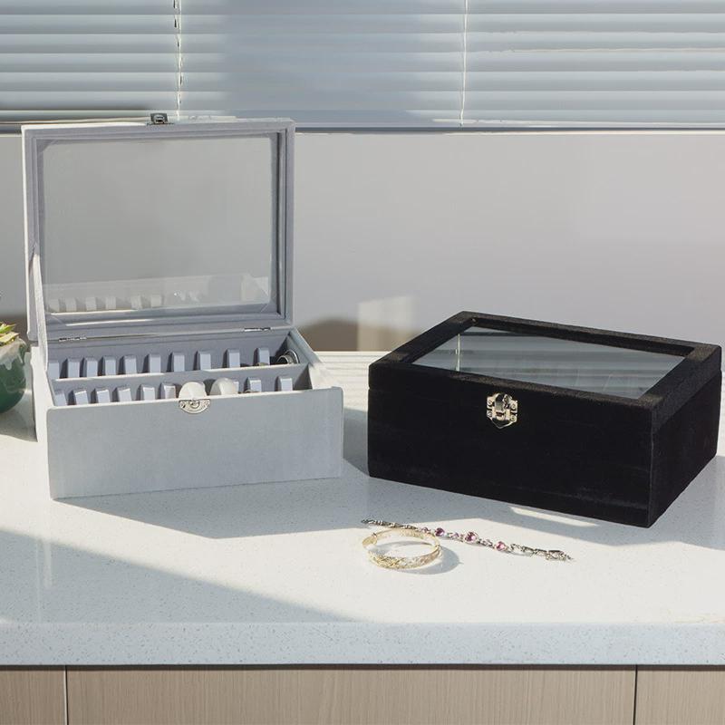 大容量多规格44位22位手镯收纳箱活动可调节首饰展示盒带盖珠宝箱
