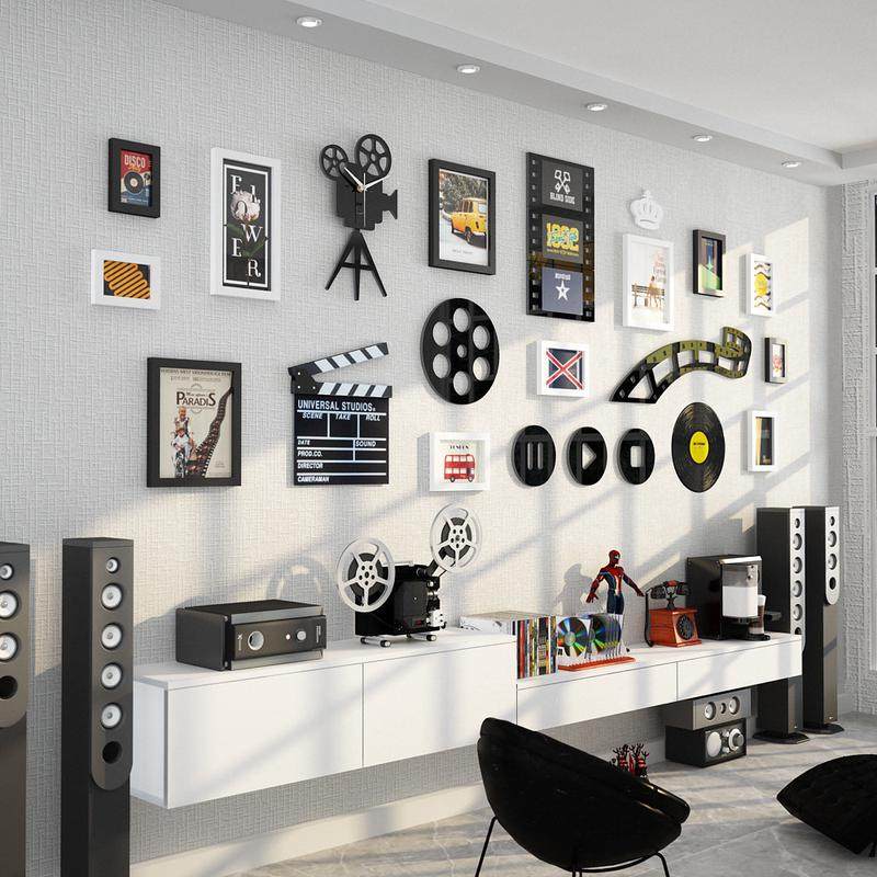 高分子_B03电影主题发光照片墙黑白现代简约装饰组合相框LED灯带,家居饰品,相框/画框,淘宝优惠券,粉丝福利购,淘宝优惠卷