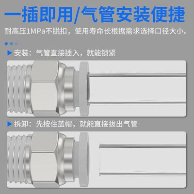 气管快速接头气动元件配件大全气源外螺纹直通快接快插接头PC8-02