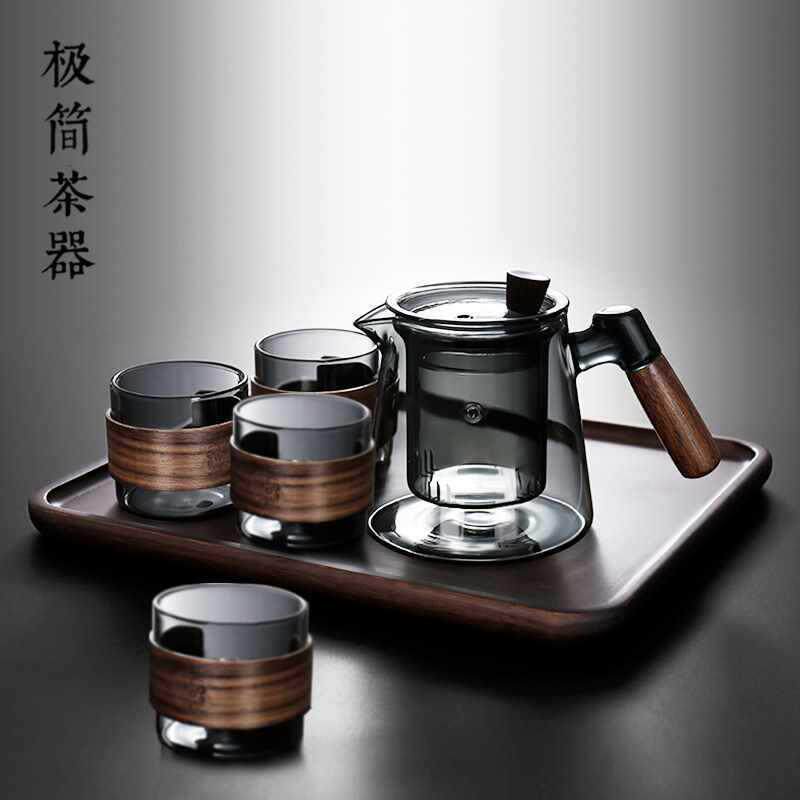 侧泡玻璃壶耐高温单壶茶水分离泡茶壶把沏茶电陶炉煮茶器家用套装