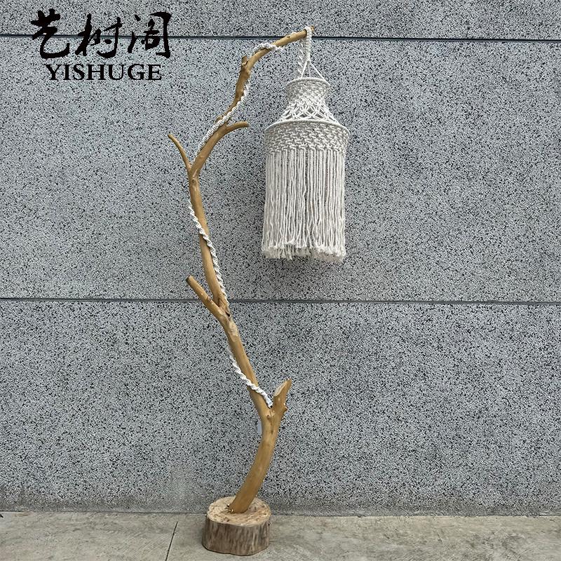 去皮干树枝原木灯架树杆造型创意家居摆件橱窗装饰鸟站架枯树杆