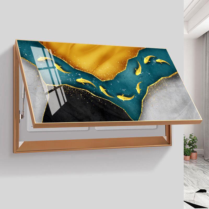 电表箱装饰画北欧风格轻奢挂画现代晶瓷画遮挡电闸箱多媒体盒翻盖