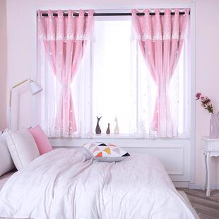 少女孩儿童房粉色小 卧室遮光布客厅款 gz6m窗帘免打孔安装 2022新款