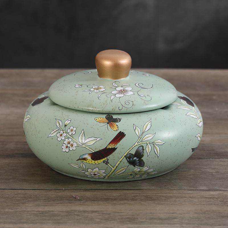 欧式陶瓷烟灰缸摆件客厅茶几办公室大号烟缸家居装饰品