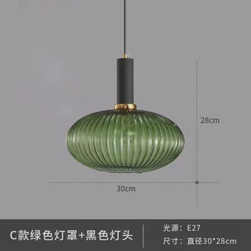 玻璃吧台餐厅吊灯极简床头灯创意条纹灯笼单头日式复古北欧小吊灯