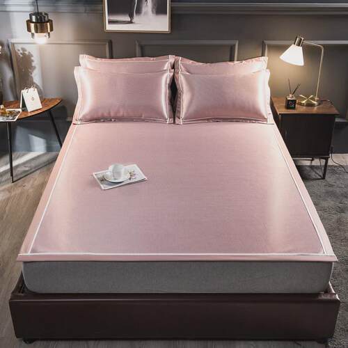 2v06碳光三件套夏季纯色夏凉席冰丝凉席裸睡可水洗折叠空调席