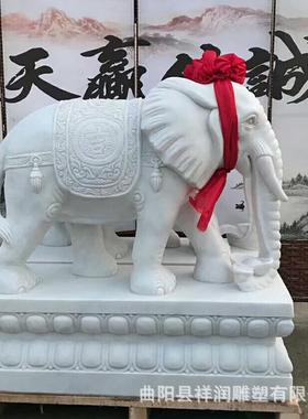 石雕大象一对庭院别墅酒店公司门口摆放汉白玉石雕动物吉象