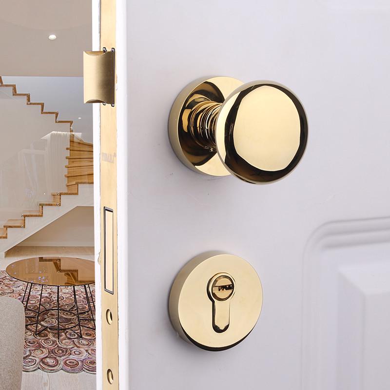 名派美式现代简约实心轻奢球形分体通用室内卧室法静音门把手门锁