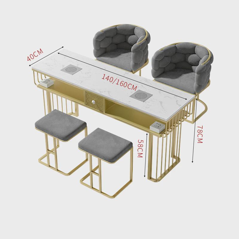 美甲桌轻奢全套装带吸尘器网红大理石台面美甲沙发客人椅子美甲台