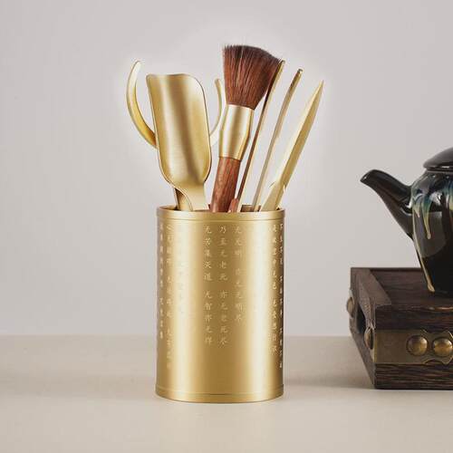 纯黄铜茶道六君子套装功夫泡茶工具配件茶台用品高端茶具六件套