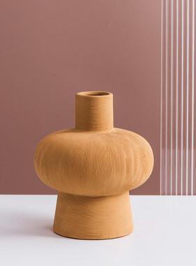 干花插花白色陶瓷花瓶摆件现代简约圆形花器客厅电视柜家居装饰品