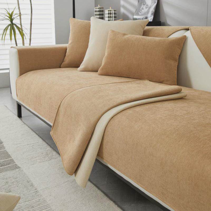 简约现代珊瑚绒沙发垫毛绒防滑坐垫2024新款四季通用沙发套罩盖布