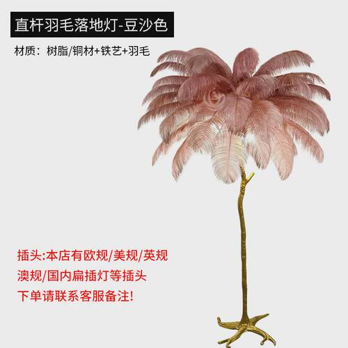 led北欧落地灯卧室床头客厅高级感轻奢羽毛灯ins风网红氛围灯