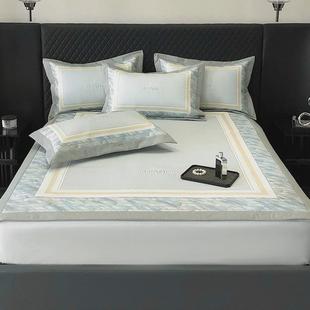 轻奢风冰丝凉席三件套简约印花空调席可水洗机洗床笠床席 2U8K夏季