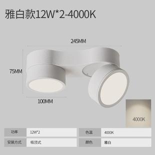 筒灯led三免打孔可调角度无主灯客厅吸顶双头散光 天花知超薄明装
